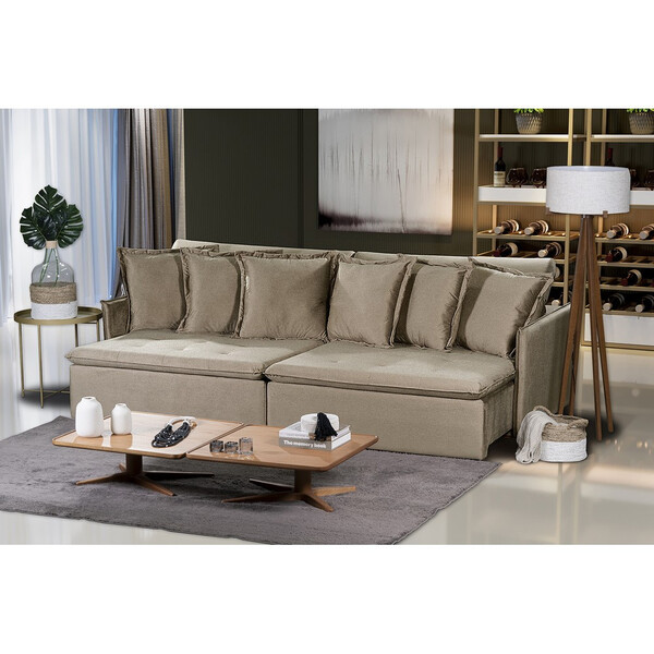 Sofá Olinda Modular 5 Lugares 2.50 Mt Com Molas Retrátil E Re