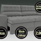 Sofá Omega 2,00m Assento Retrátil E Reclinável Velosuede Graf