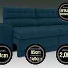 Sofá Omega 2,00m Assento Retrátil E Reclinável Velosuede Roya