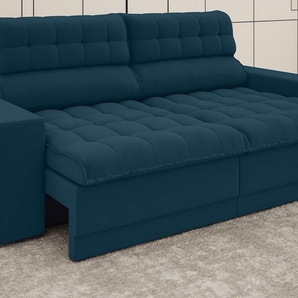 Sofá Omega 2,00m Assento Retrátil E Reclinável Velosuede Roya