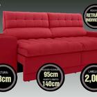 Sofá Omega 2,00m Assento Retrátil E Reclinável Velosuede Verm