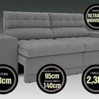 Sofá Omega 2,30m Assento Retrátil E Reclinável Velosuede Graf