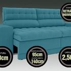 Sofá Omega 2,50m Assento Retrátil E Reclinável Velosuede Turq