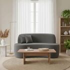 Sofá Ondulado Orgânico Pequeno 2 Lugares Sala Bouclé Bouclé C