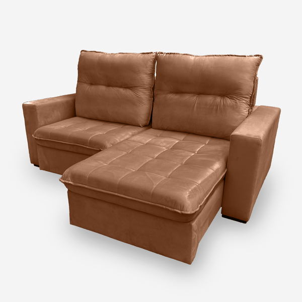 Sofá Onix 4 Lugares 2,50 Metros Veludo - 20 Terracota