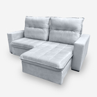 Sofá Onix 4 Lugares 2,50 Metros Veludo - 26 Prata