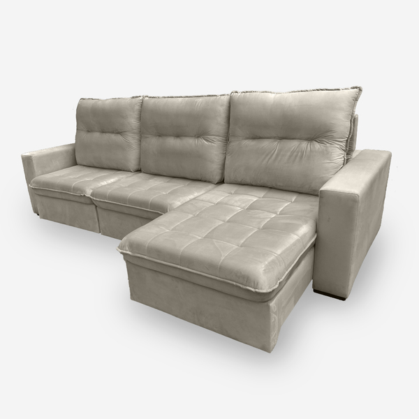 Sofá Onix 6 Lugares 2,90 Metros Veludo - 02 Bege