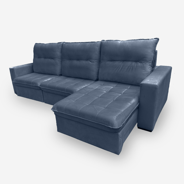 Sofá Onix 6 Lugares 3,50 Metros Veludo - 24 Marinho