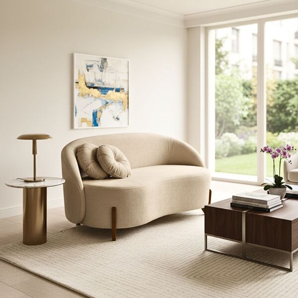 Sofá Orgânico 2 Lugares C/2 Almofadas Curvo Sala Recepção Ams