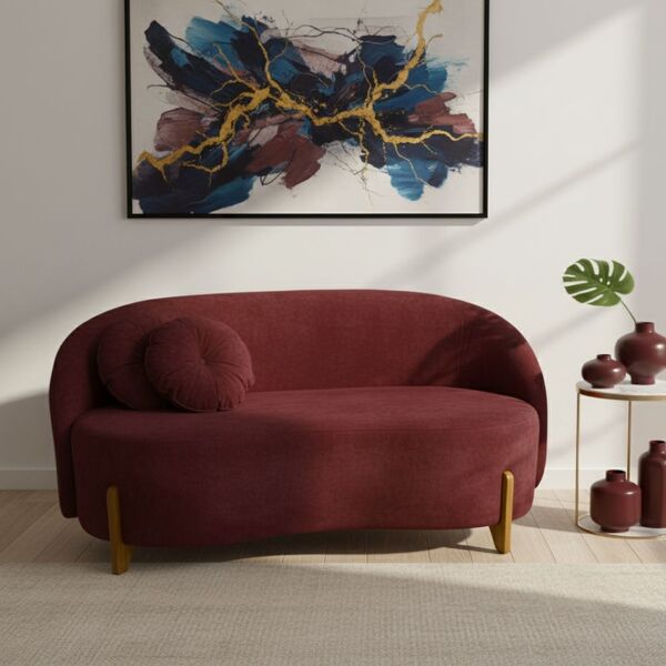 Sofá Orgânico 2 Lugares C/2 Almofadas Curvo Sala Recepção Ams