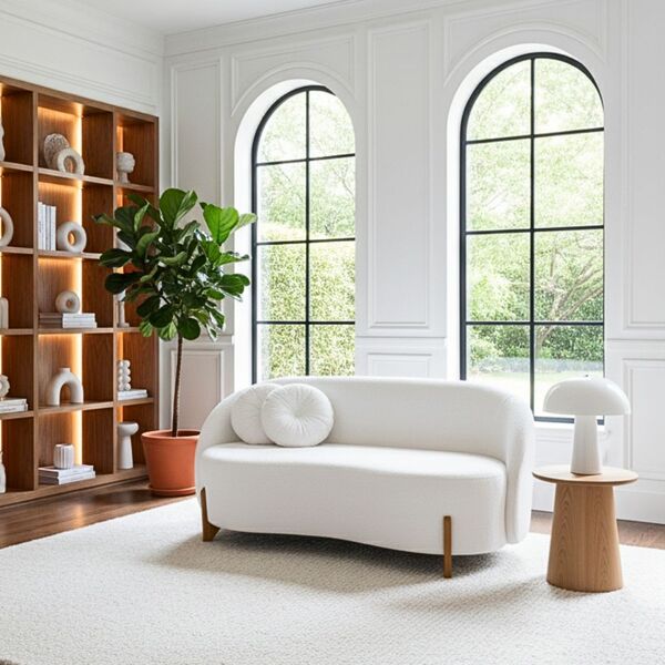 Sofá Orgânico 2 Lugares C/2 Almofadas Curvo Sala Recepção Ams