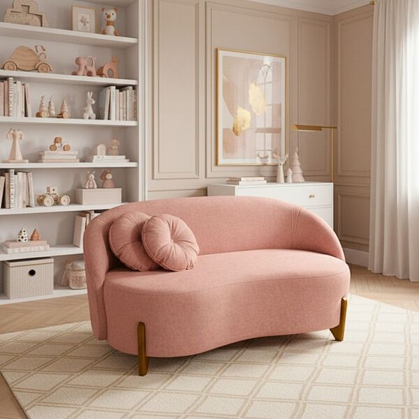 Sofá Orgânico 2 Lugares C/2 Almofadas Curvo Sala Recepção Ams