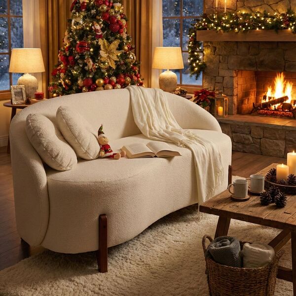 Sofá Orgânico 2 Lugares C/2 Almofadas Curvo Sala Recepção Ams