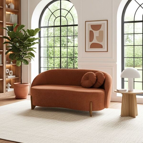 Sofá Orgânico 2 Lugares C/2 Almofadas Curvo Sala Recepção Ams