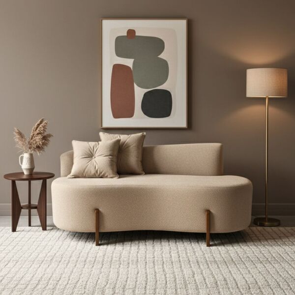 Sofá Orgânico 2 Lugares C/2 Almofadas Curvo Sala Recepção Lun