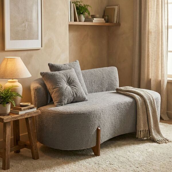 Sofá Orgânico 2 Lugares C/2 Almofadas Curvo Sala Recepção Lun