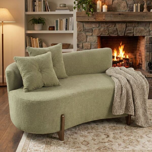 Sofá Orgânico 2 Lugares C/2 Almofadas Curvo Sala Recepção Lun