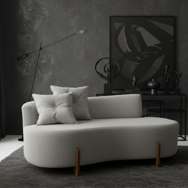 Sofá Orgânico 2 Lugares C/2 Almofadas Curvo Sala Recepção Lun