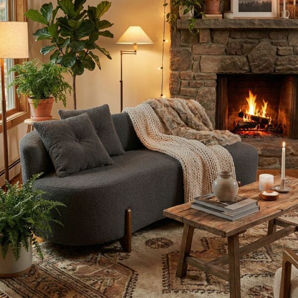 Sofá Orgânico 2 Lugares C/2 Almofadas Curvo Sala Recepção Lun