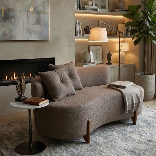 Sofá Orgânico 2 Lugares C/2 Almofadas Curvo Sala Recepção Lun