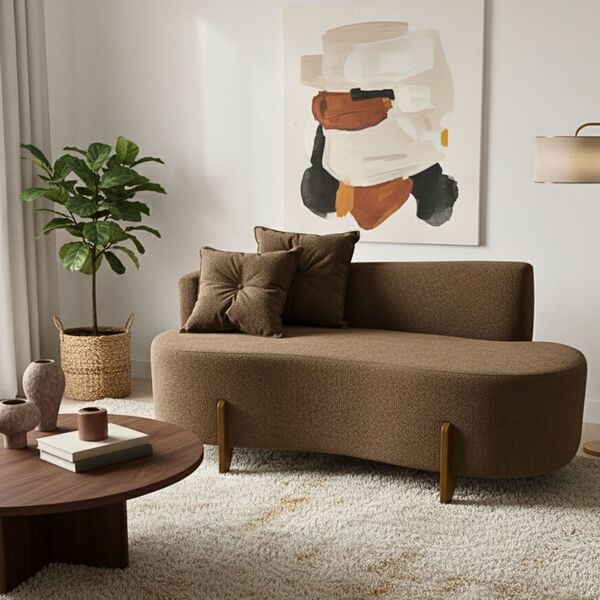 Sofá Orgânico 2 Lugares C/2 Almofadas Curvo Sala Recepção Lun