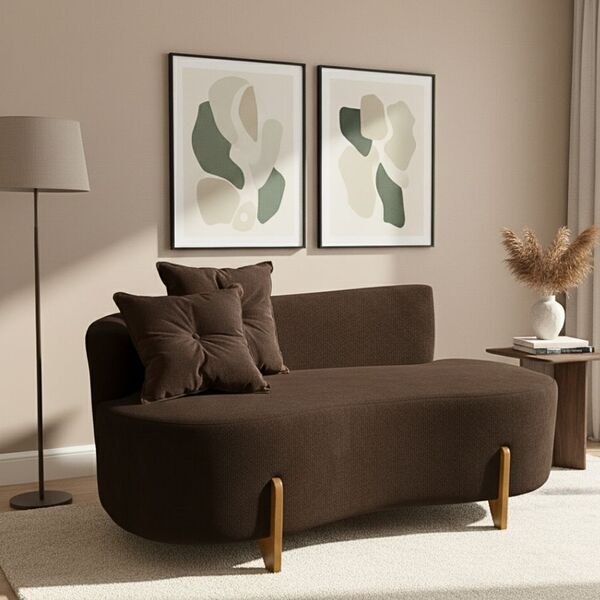 Sofá Orgânico 2 Lugares C/2 Almofadas Curvo Sala Recepção Lun