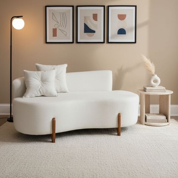 Sofá Orgânico 2 Lugares C/2 Almofadas Curvo Sala Recepção Lun