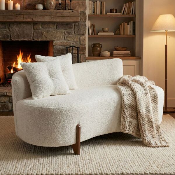 Sofá Orgânico 2 Lugares C/2 Almofadas Curvo Sala Recepção Lun