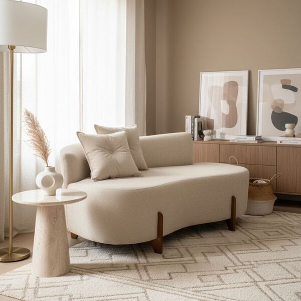 Sofá Orgânico 2 Lugares C/2 Almofadas Curvo Sala Recepção Lun