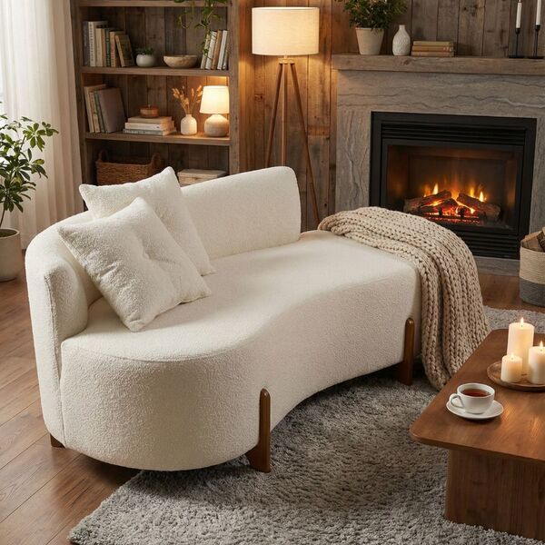 Sofá Orgânico 2 Lugares C/2 Almofadas Curvo Sala Recepção Lun