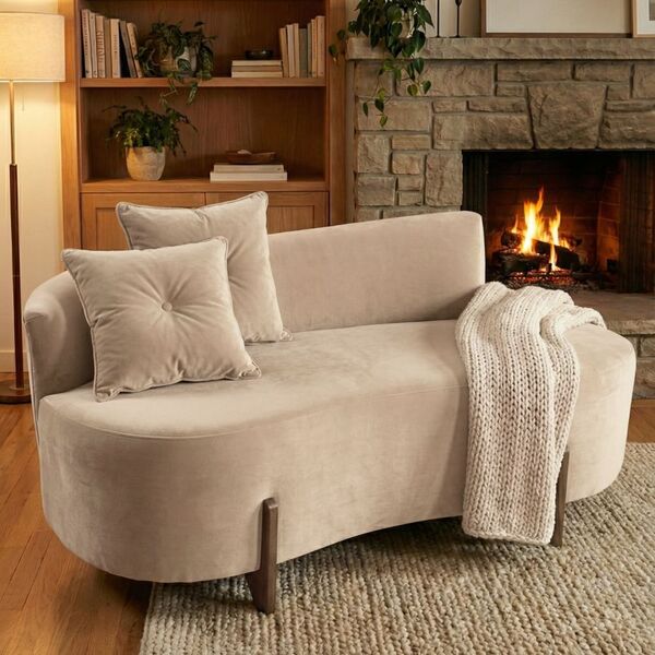 Sofá Orgânico 2 Lugares C/2 Almofadas Curvo Sala Recepção Lun