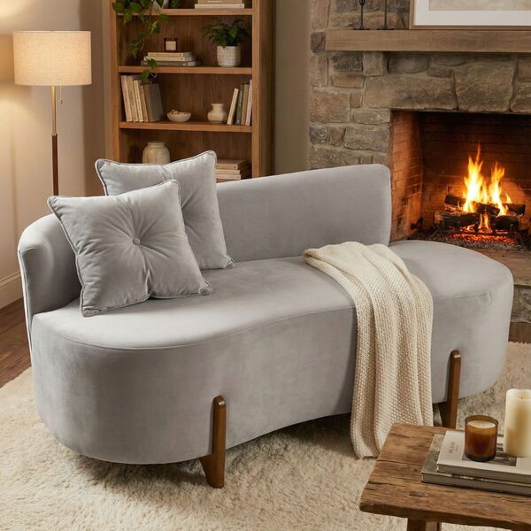 Sofá Orgânico 2 Lugares C/2 Almofadas Curvo Sala Recepção Lun