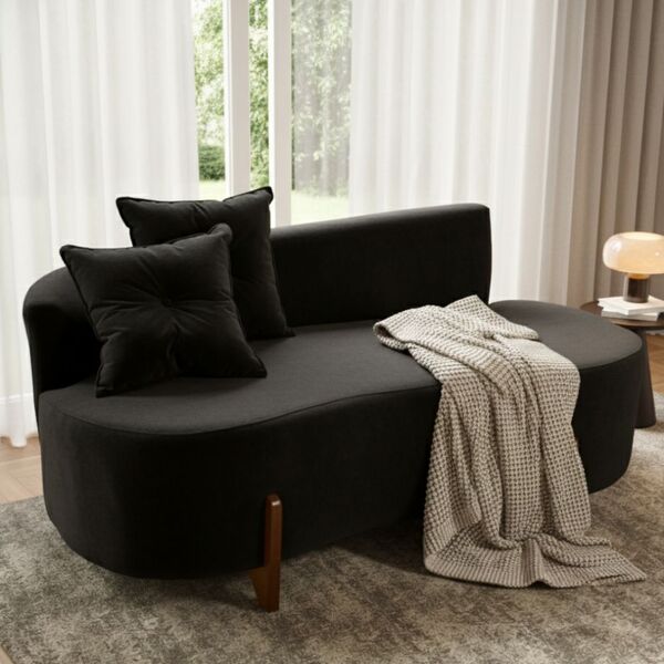 Sofá Orgânico 2 Lugares C/2 Almofadas Curvo Sala Recepção Lun