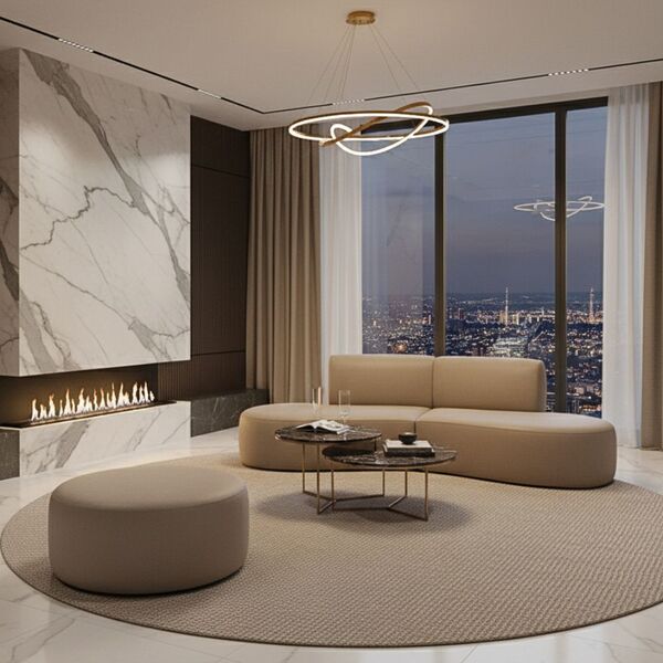 Sofá Orgânico Módulo Curvo Savana + Puff Corino Modena Bege -