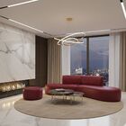 Sofá Orgânico Módulo Curvo Savana + Puff Corino Modena Vermel