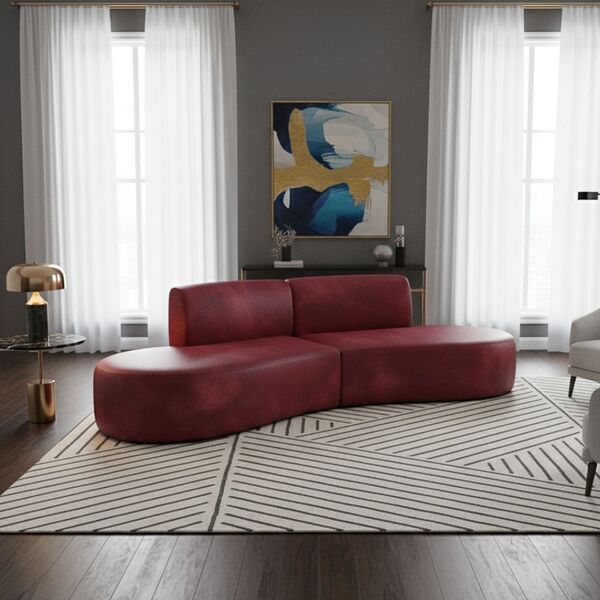 Sofá Orgânico Módulo Curvo Savana Corino Modena Vermelho - Mo