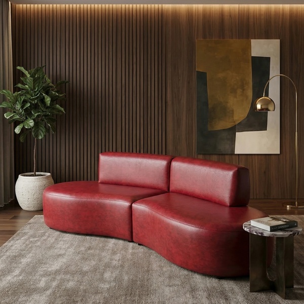 Sofá Orgânico Módulo Curvo Savana Corino Modena Vermelho - Mo