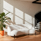 Sofá Orgânico Porto 03 Lugares 180cm Pés Preto Linho Off Whit