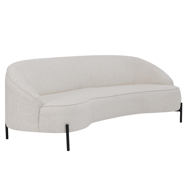 Sofá Orgânico Porto 03 Lugares 180cm Pés Preto Linho Off Whit