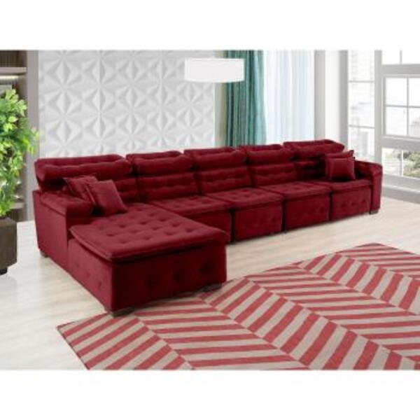 Sofá Orlando 4.20x2.10m Com Chaise, Retrátil E Reclinável - V