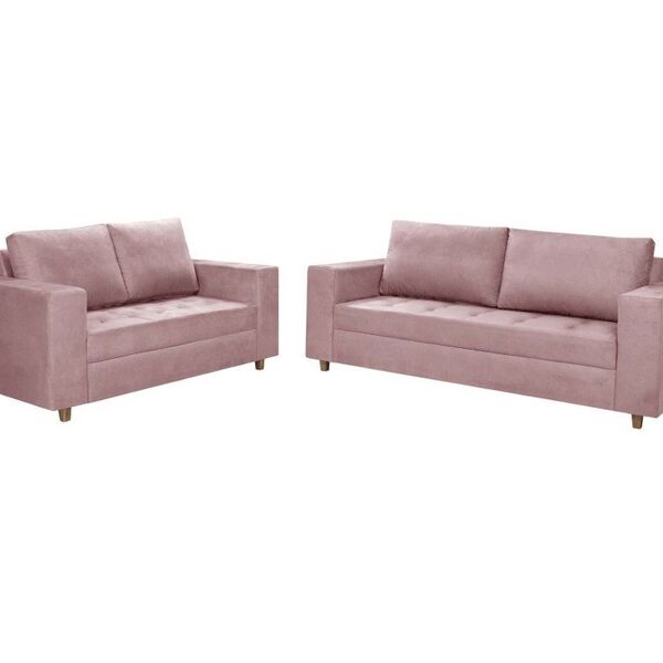 Sofá Ouro Preto Conjunto 2 e 3 Lugares rose