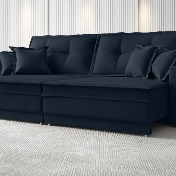 Sofá Palermo 1,80m Retrátil E Reclinável Velosuede Petróleo -