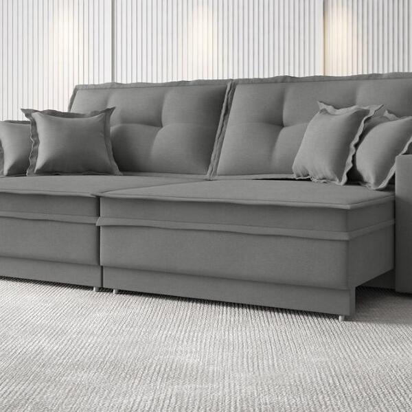 Sofá Palermo 2,00m Retrátil E Reclinável Velosuede Grafite -