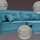 Sofá Palermo 2,20m Retrátil E Reclinável Velosuede Turquesa -