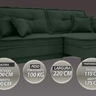 Sofá Palermo 2,20m Retrátil E Reclinável Velosuede Verde - Ne