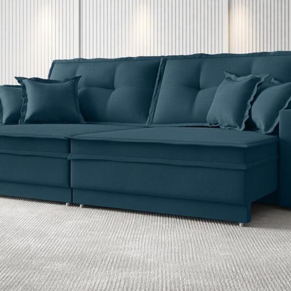 Sofá Palermo 2,40m Retrátil E Reclinável Velosuede Royal - Ne