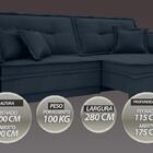 Sofá Palermo 2,80m Retrátil E Reclinável Velosuede Petroleo -