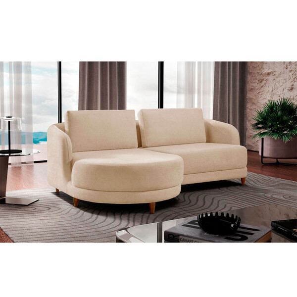 Sofá Palermo Linho 1 Modulo 100cm B10cm + Chaise 1m Meu Sofá