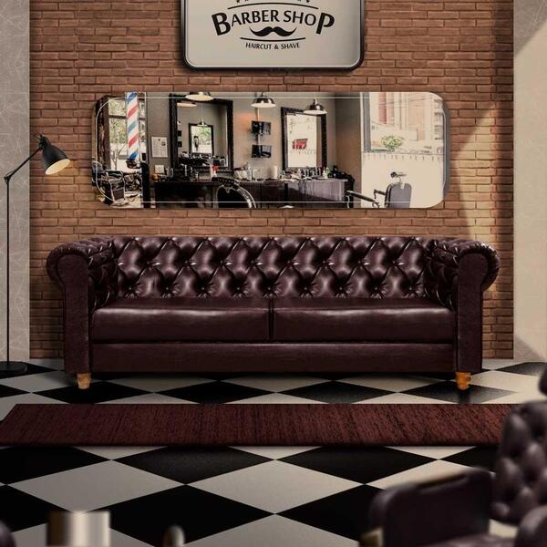 Sofá Para Barbearia 2,20m Chesterfield Living Corino Marrom S