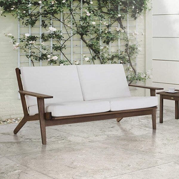 Sofá Para Jardim 2 Lugares Lótus Linha Lótus Castanho/cru